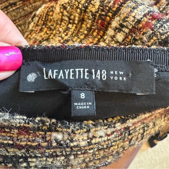 Lafayette 148 Black and Brown Wool Blend Skirt - Picture 4 of 6